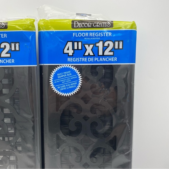 Decor Grates Floor Register ST412 4 By 12 Inch Black Scroll Design Home Set Of 2 - Picture 2 of 7